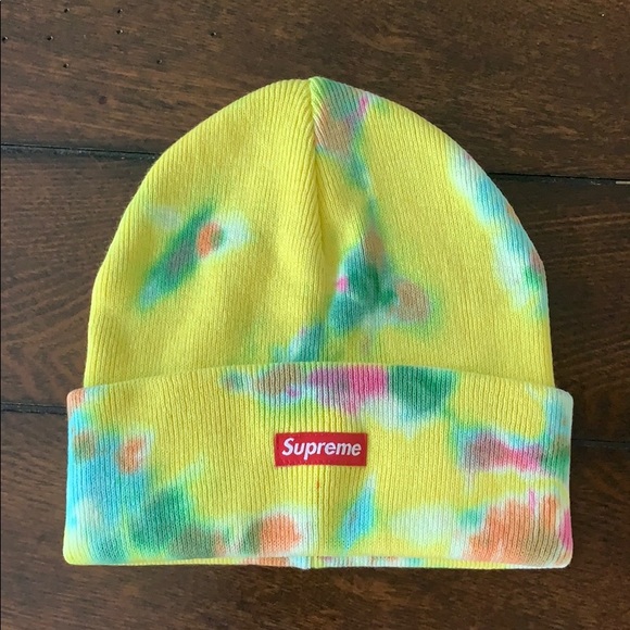 supreme splatter dyed beanie black
